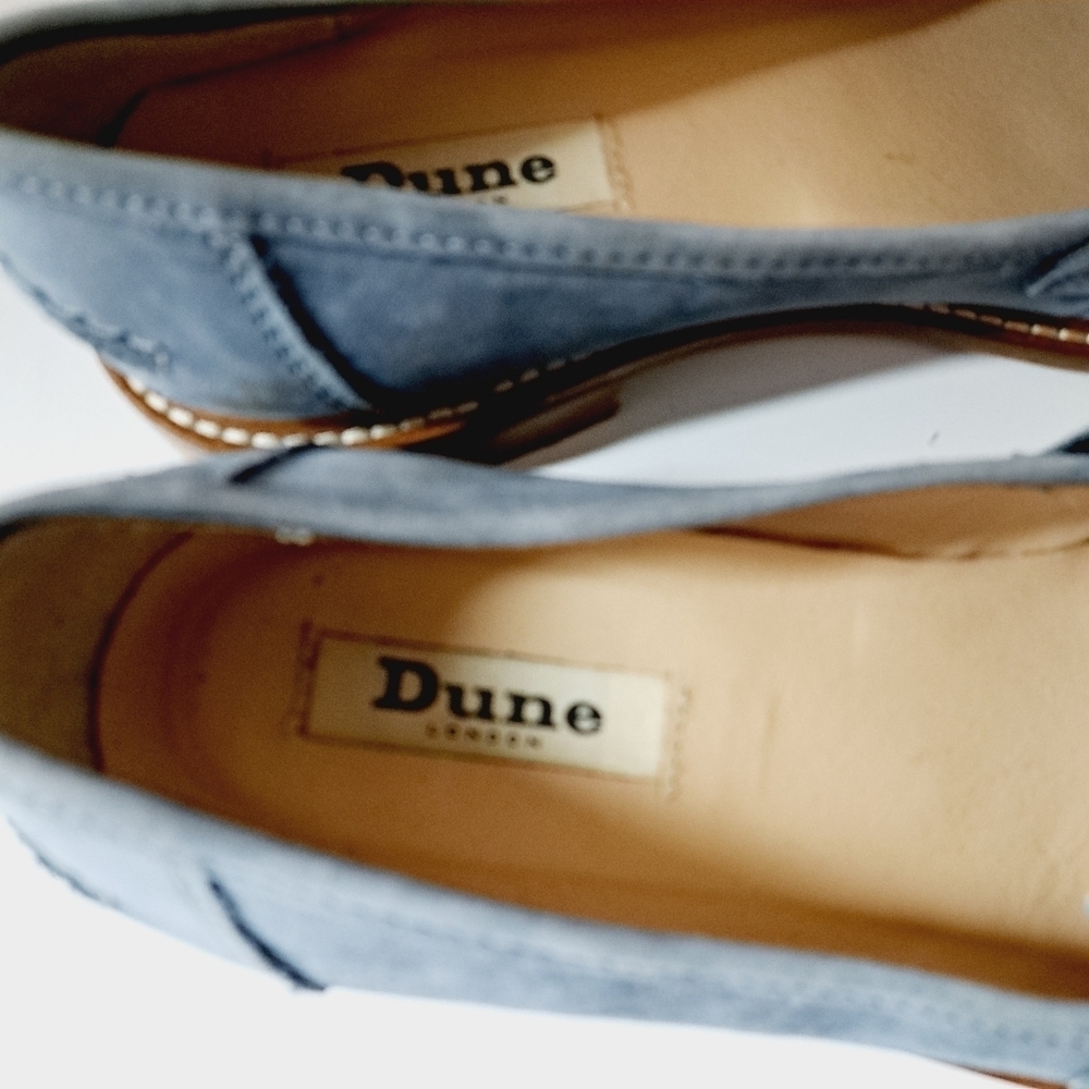 Dune London Grateful Block‎ Heel Blue Suede Loafers - Picture 4 of 10